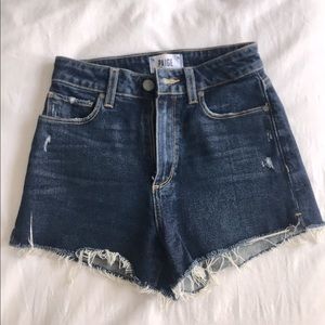 Paige “Margot” high-waist raw hem denim shorts